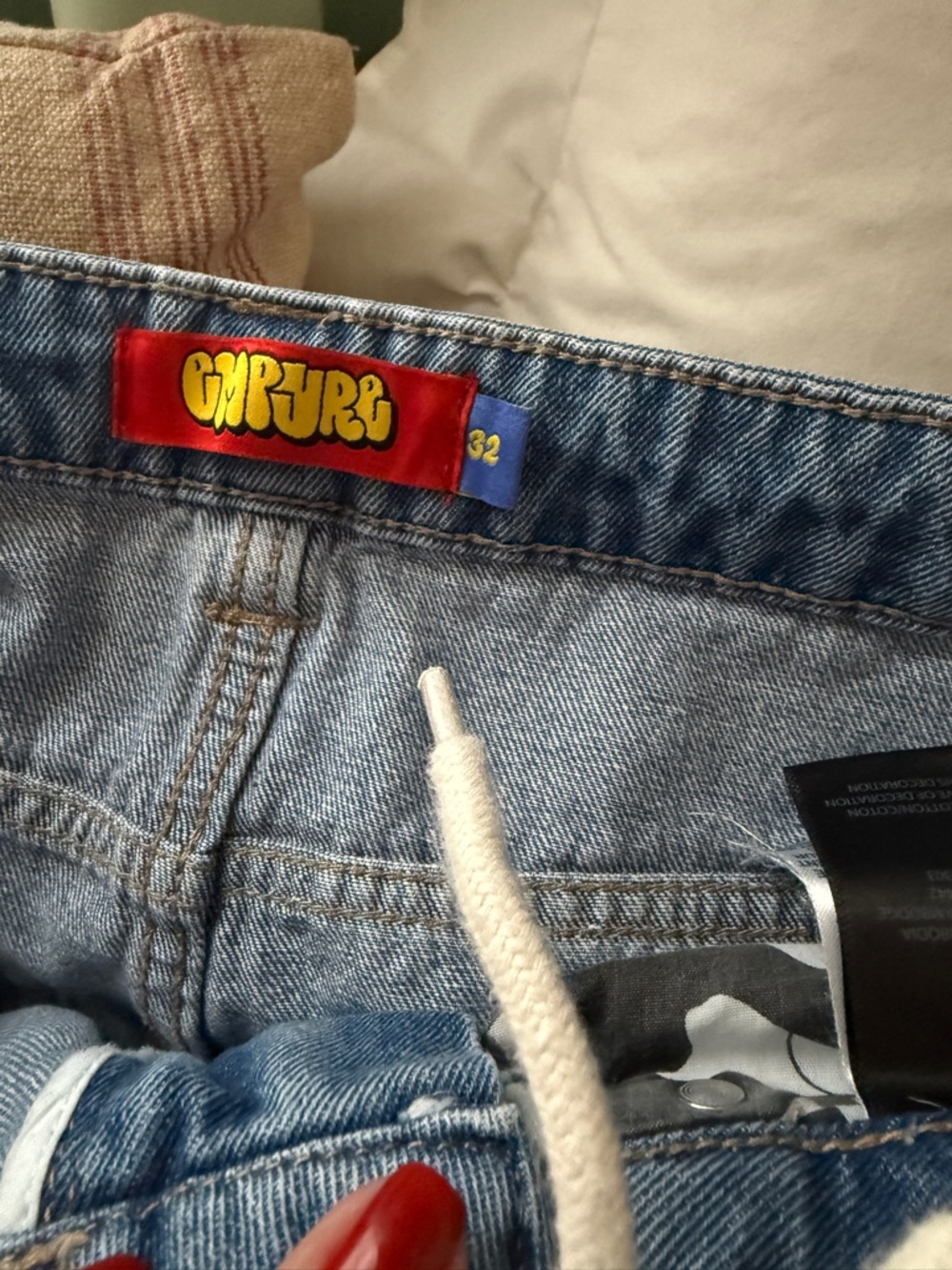 Empyre Men's Relaxed Light Blue Denim Jeans with Red Brand Tag